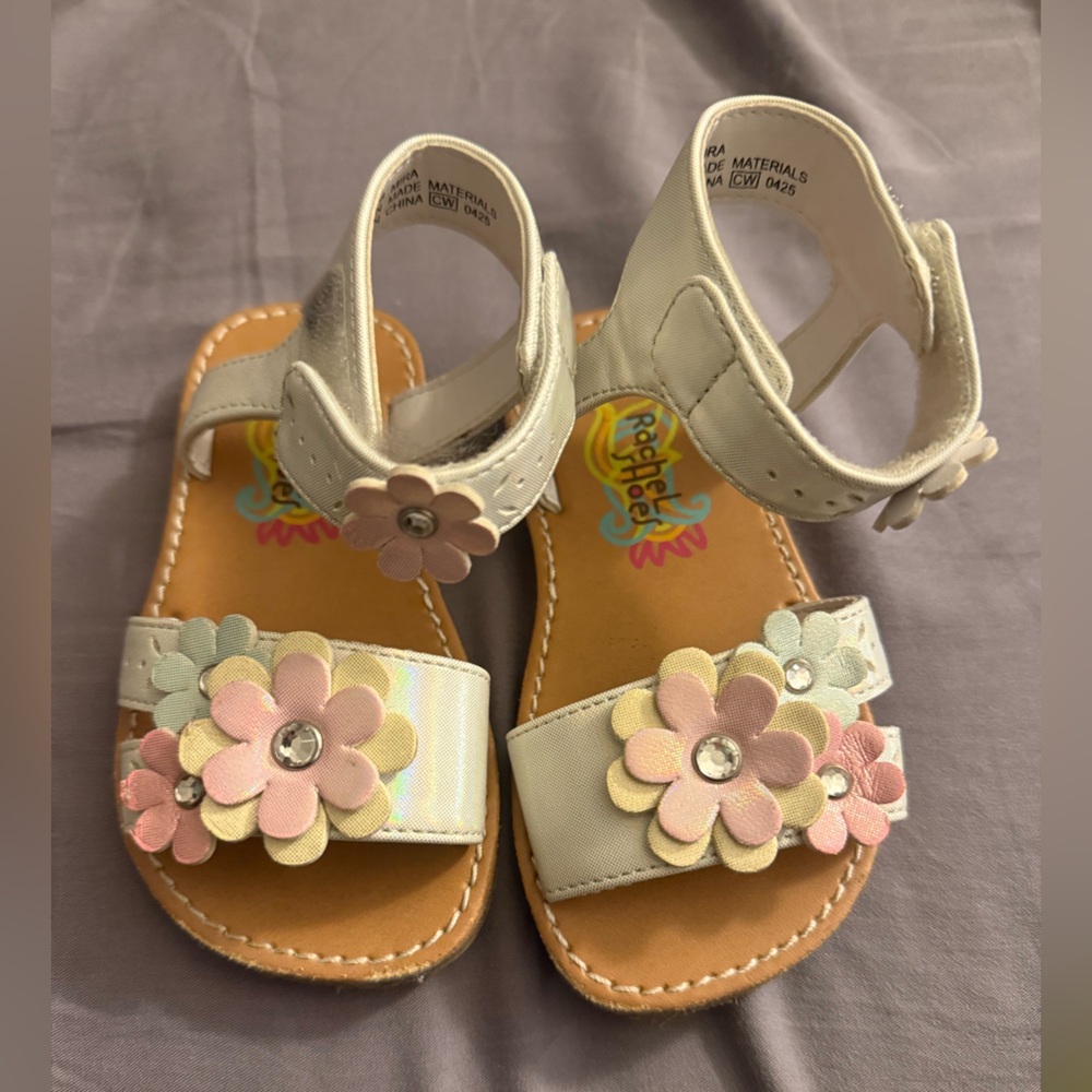 Rachel Kids' Cream Sandals with Pastel Floral Accents